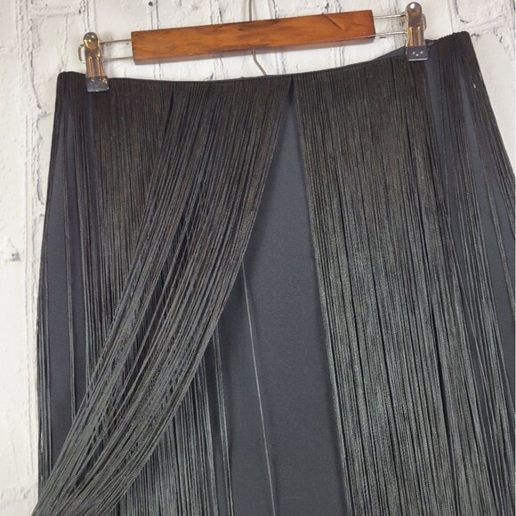 Rag & Bone Corina solid black fringe overlay short skirt - Picture 7 of 12